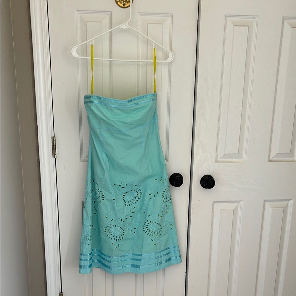 Aqua Strapless Dress with beautiful details
